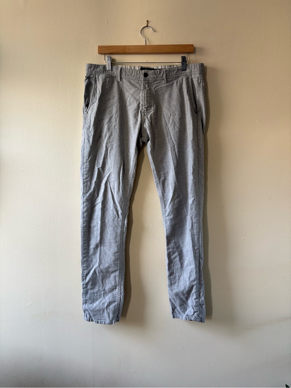 Massimo Dutti Light Gray Slim Straight Chinos